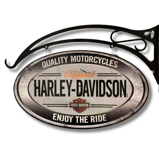 Harley Davidson Silver Oval Design Hanging Sign Metal Signs 