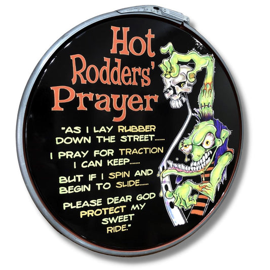Hot Rodders Prayer Drum Lid Sign Furniture 
