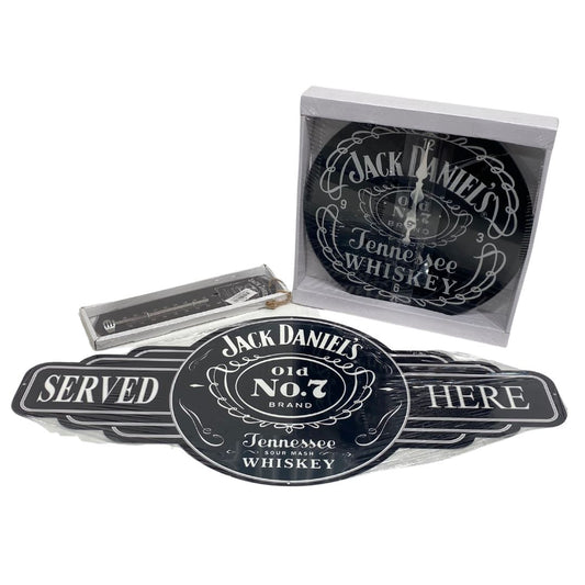 Jack Daniels Dens 3 Pack Combo - Metal Sign, Clock and Thermometer Metal Signs 