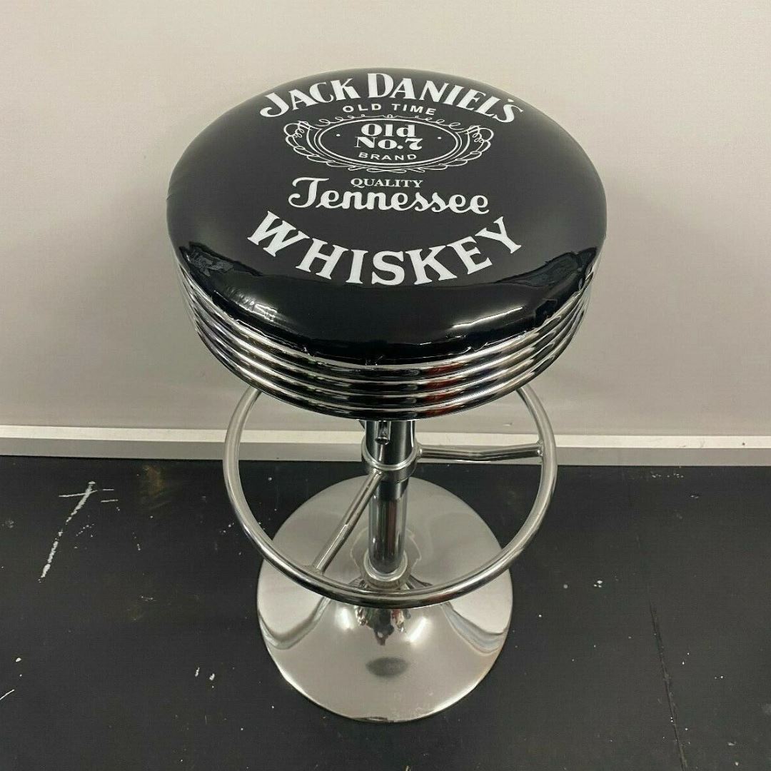 Jack Daniels JD Retro Silver Chrome Premium Bar Stool Retro Bar Stools 