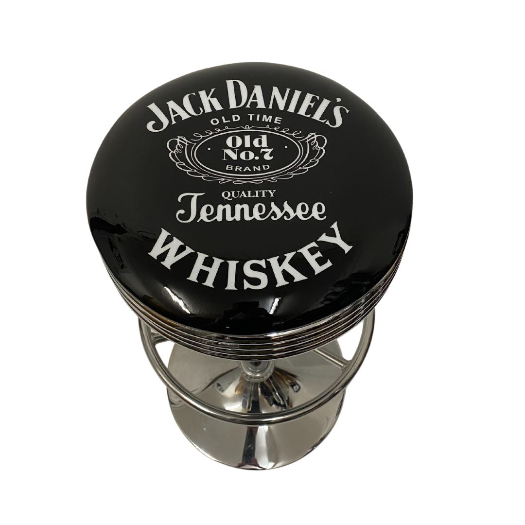 Jack Daniels JD Retro Silver Chrome Premium Bar Stool Retro Bar Stools 