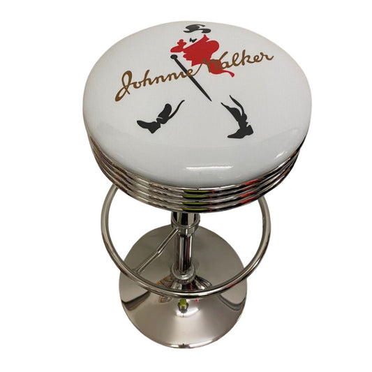 Johnnie Walker White Top Retro Silver Chrome Premium Bar Stool Retro Bar Stools 