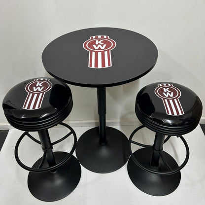 Kenworth Truck Black Table & Bar Stool Set Retro Bar Stools 