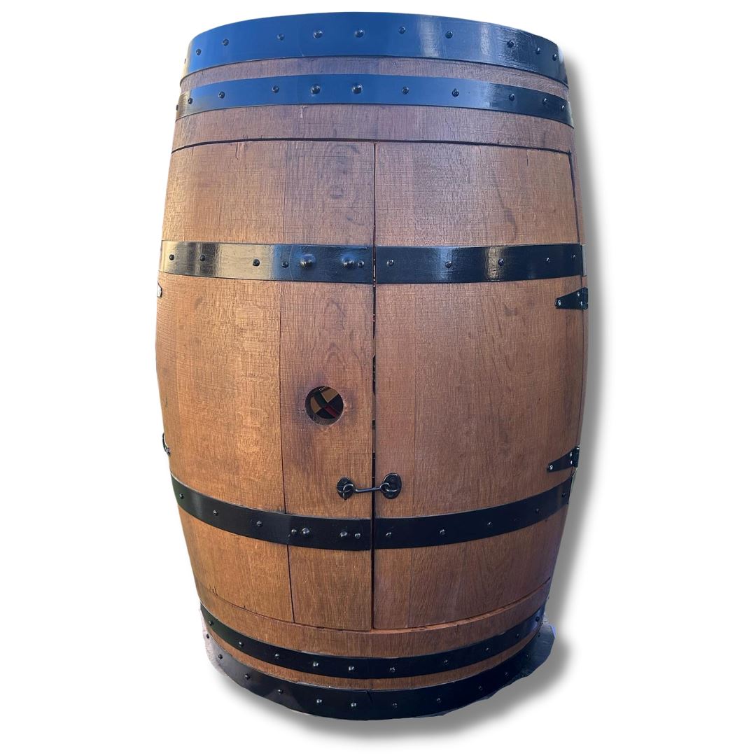 Last Chance Bar Wine Barrel Dart Board Cabinet Wine Barrel Dart Board Flush Fitting Door Style 
