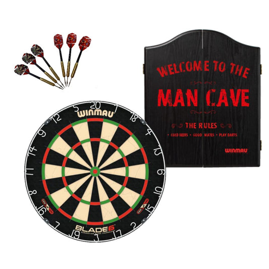 Man Cave In Red Dart Board and Cabinet Set Dartboard Set 