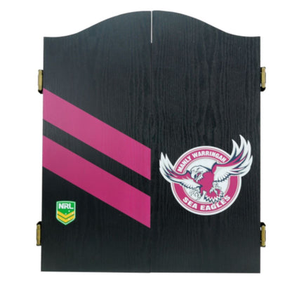 Manly Seaeagles NRL Dartboard and cabinet Set 