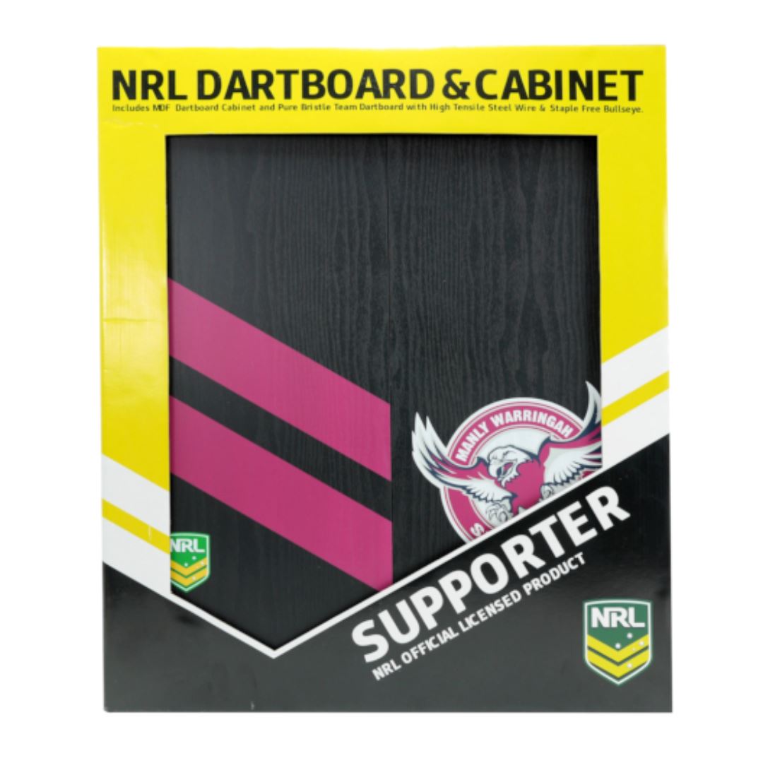 Manly Seaeagles NRL Dartboard and cabinet Set 