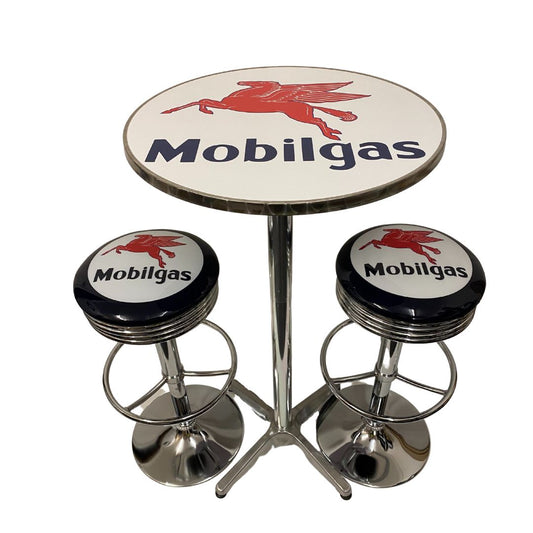 Mobil Gas Bar Table & 2 Stool Package Retro Design Retro Bar Stools 