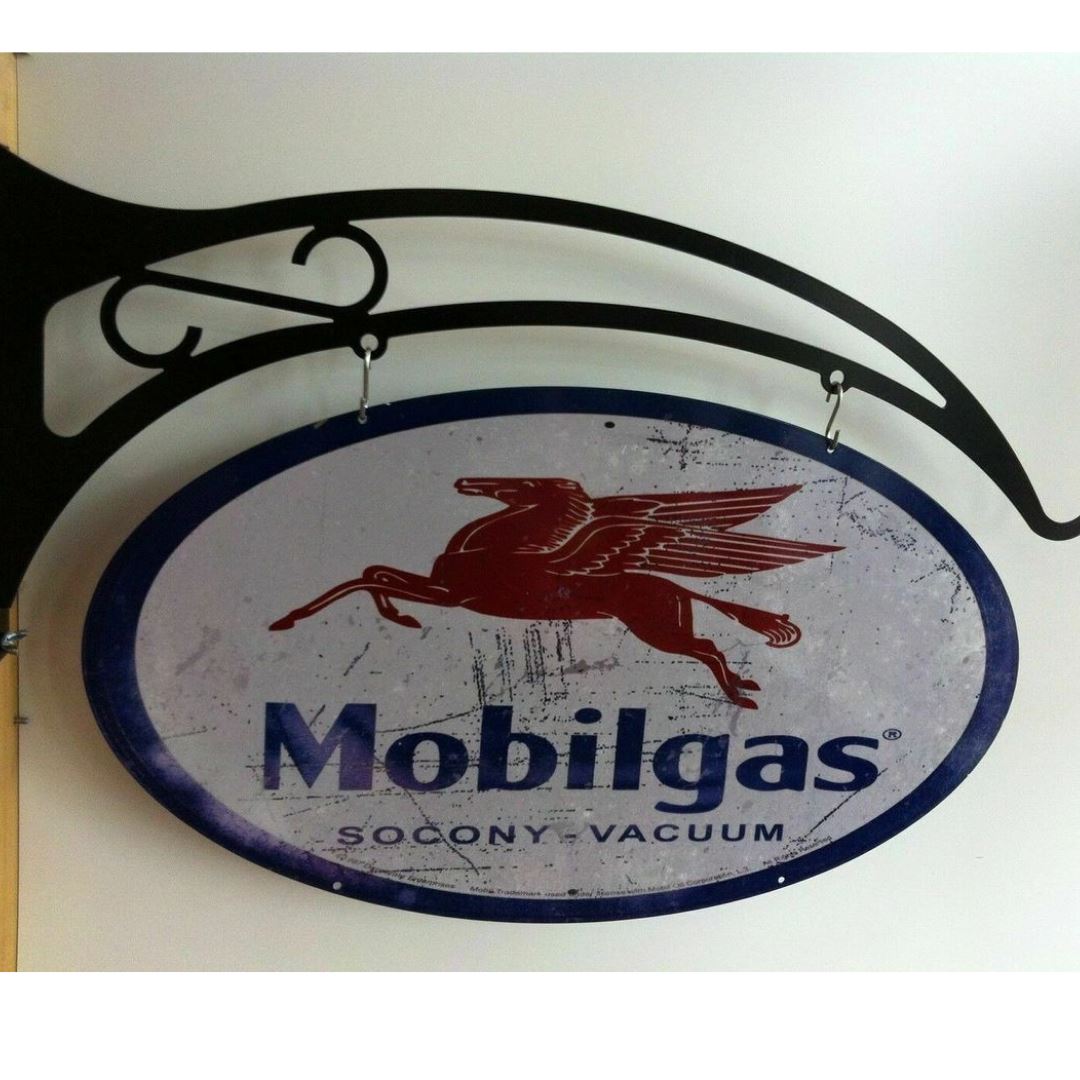 Mobile Gas Retro Oval Design Hanging Sign Metal Signs 