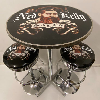 Ned Kelly Bar Tribute Table & 2 Stool Package Retro Design Retro Bar Stools 