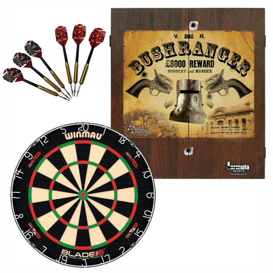 Ned Kelly Tribute Dart Board and Cabinet Set Dartboard Set 