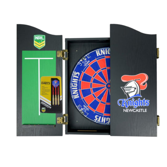 Newcastle Knights NRL Dartboard and Cabinet Set 