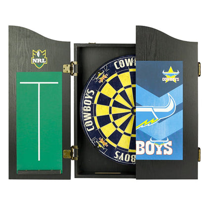 North QLD Cowboys NRL Dartboard and Cabinet Set 