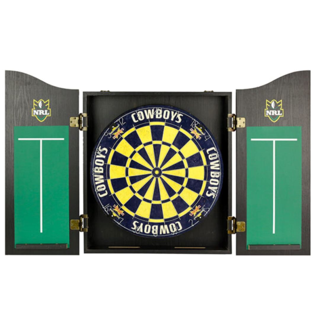 North QLD Cowboys NRL Dartboard and Cabinet Set 