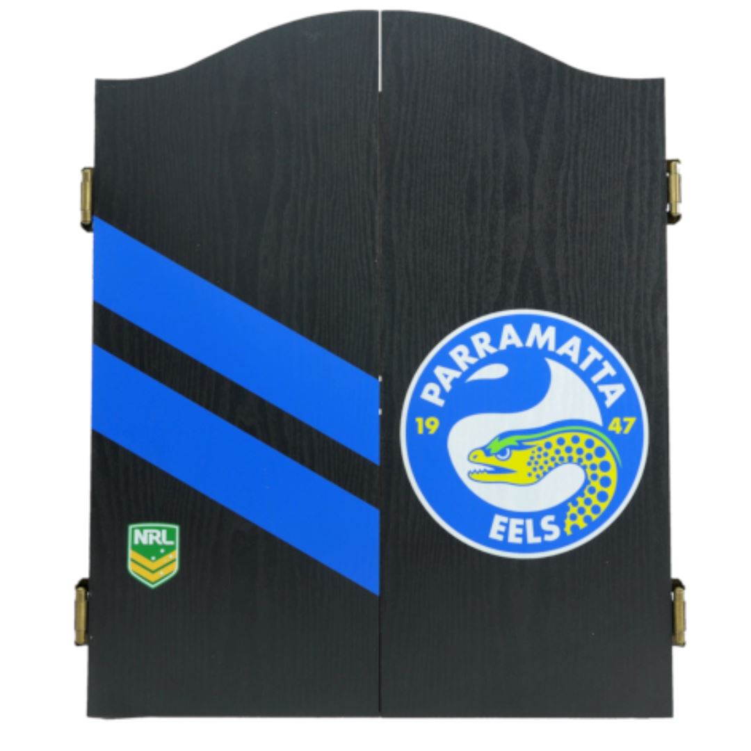 Parramatta EELS NRL Dartboard and Cabinet Set 