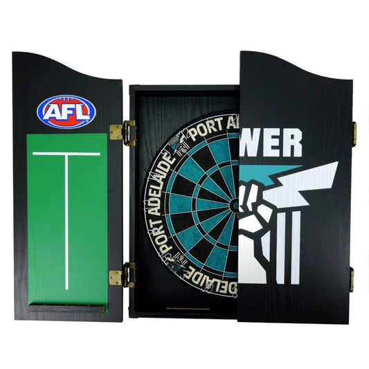 Port Adelaide Power AFL Dartboard and Cabinet Set Dartboard Set 