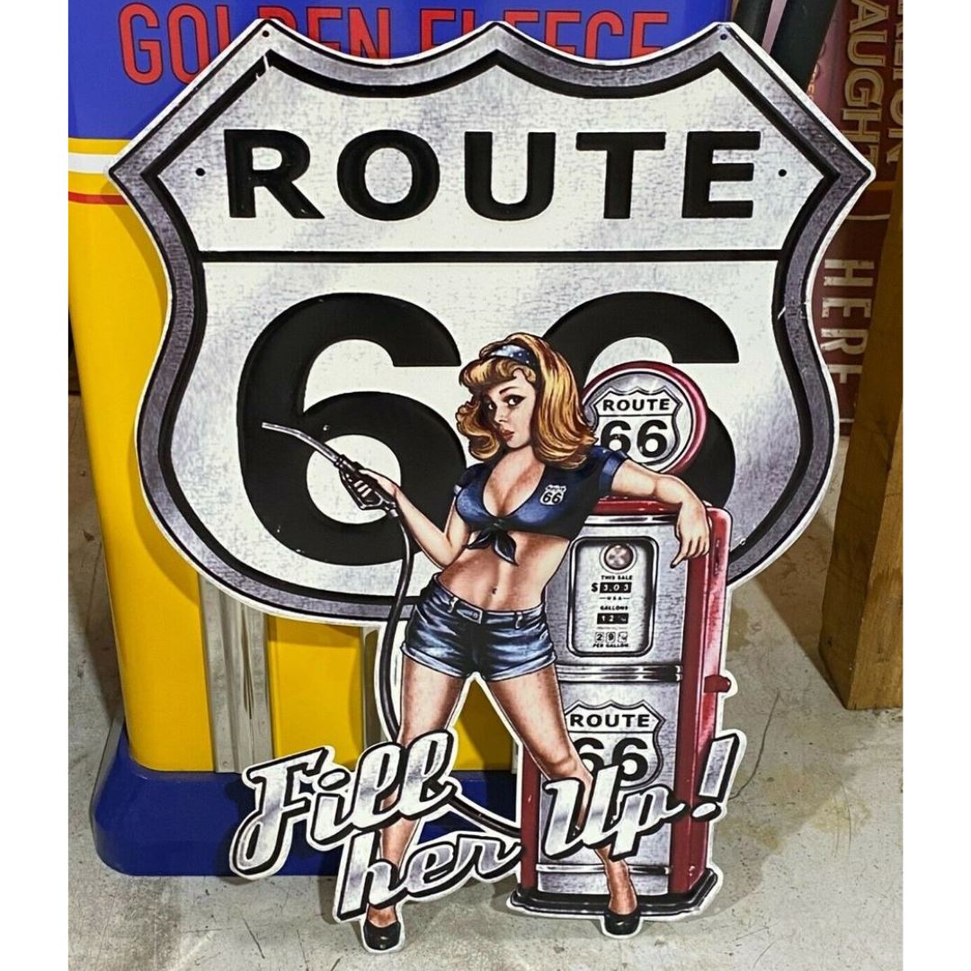Route 66 Wall Sign Large Embossed Metal Metal Signs 
