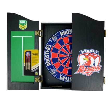 Sydney Roosters NRL Dartboard and Cabinet Set 
