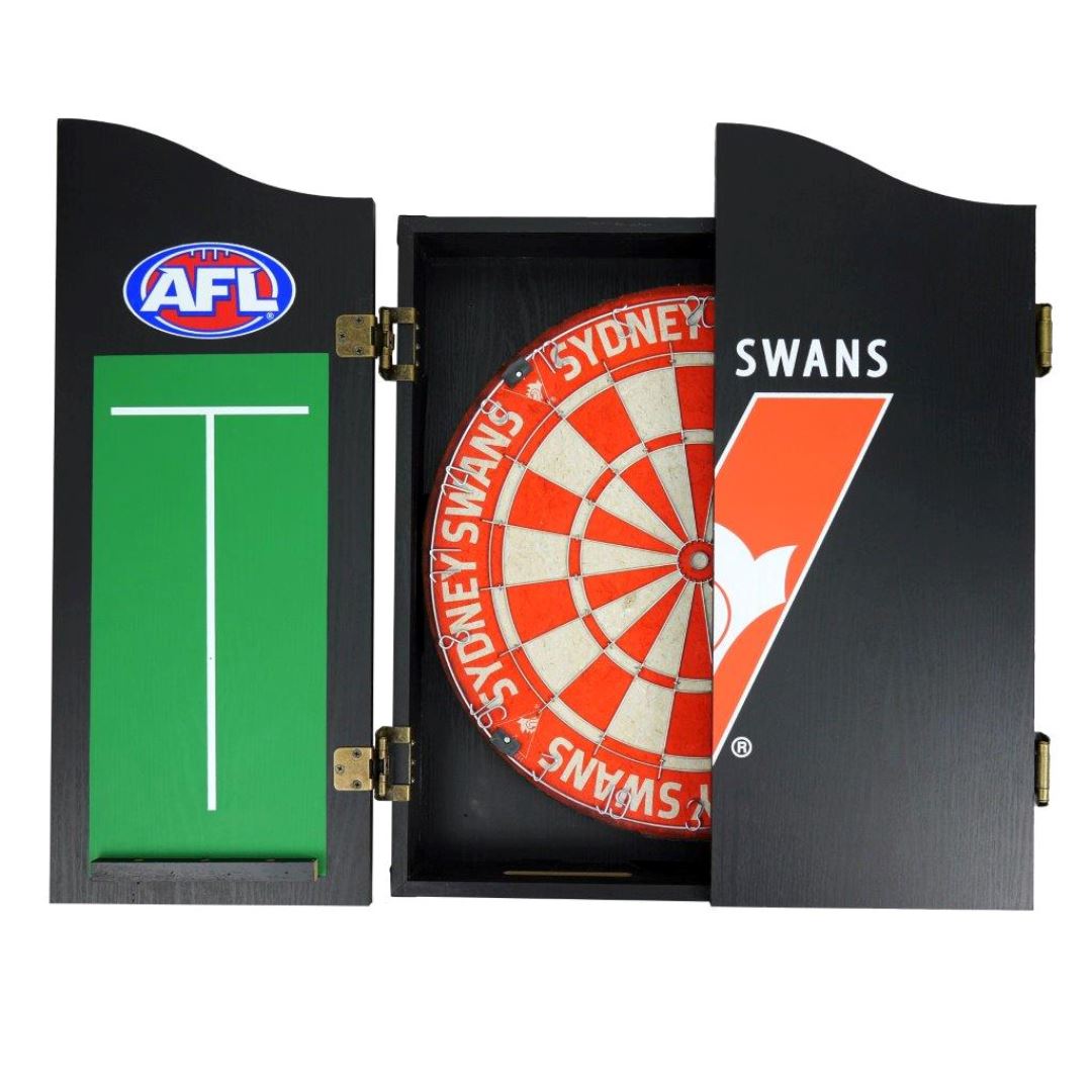 Sydney Swans AFL Dartboard and Cabinet Set Dartboard Set 