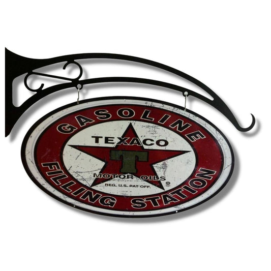 Texaco Retro Oval Design Hanging Sign Metal Signs 
