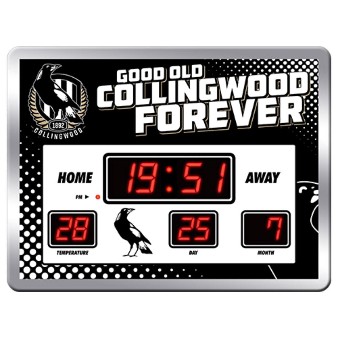 AFL Scoreboard LED Clock clock Collingwood Magpies 