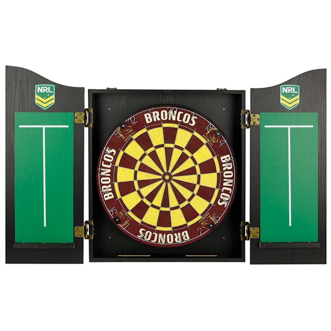 Brisbane Bronco NRL Dartboard and Cabinet Set 