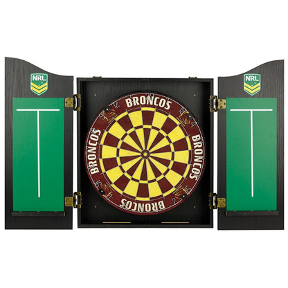 Brisbane Bronco NRL Dartboard and Cabinet Set 