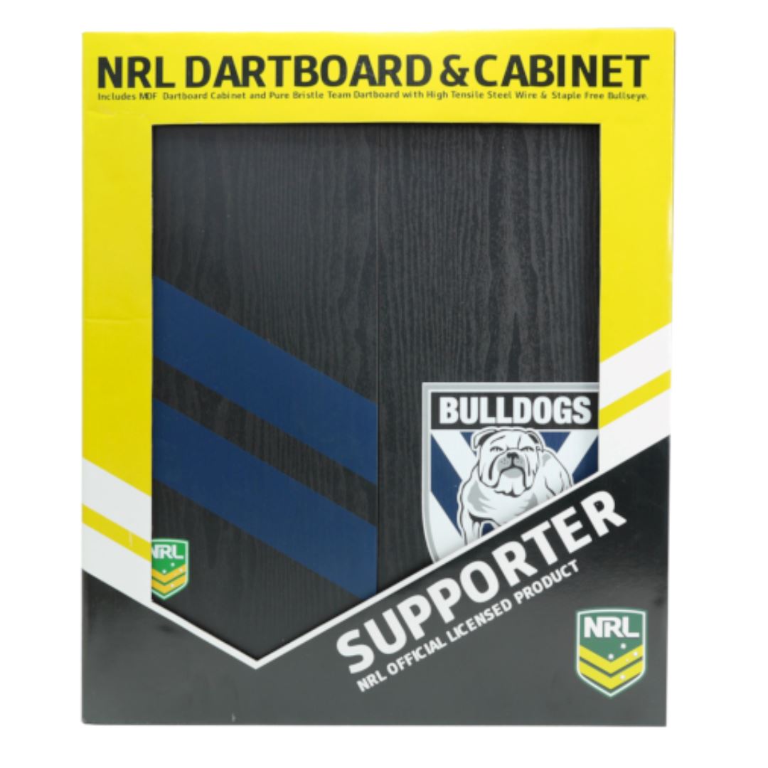 Cantebury Bulldogs NRL Dartboard and Cabinet Set 