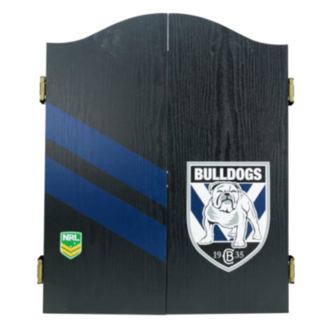 Cantebury Bulldogs NRL Dartboard and Cabinet Set 