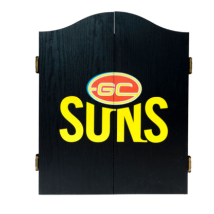 Gold Coast Suns AFL Dartboard and Cabinet Set Dartboard Set 