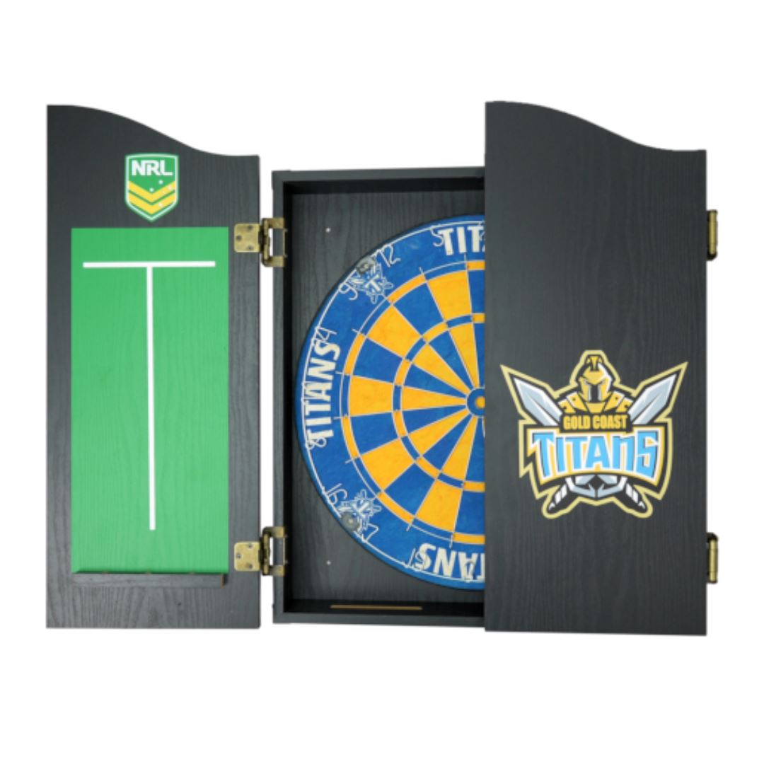 Gold Coast Titans NRL Dartboard and Cabinet Set 