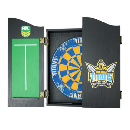 Gold Coast Titans NRL Dartboard and Cabinet Set 