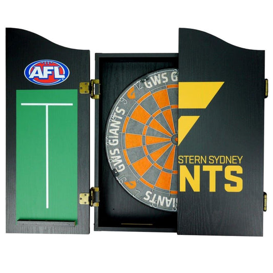 Greater Western Giants AFL Dartboard and Cabinet Set Dartboard Set 