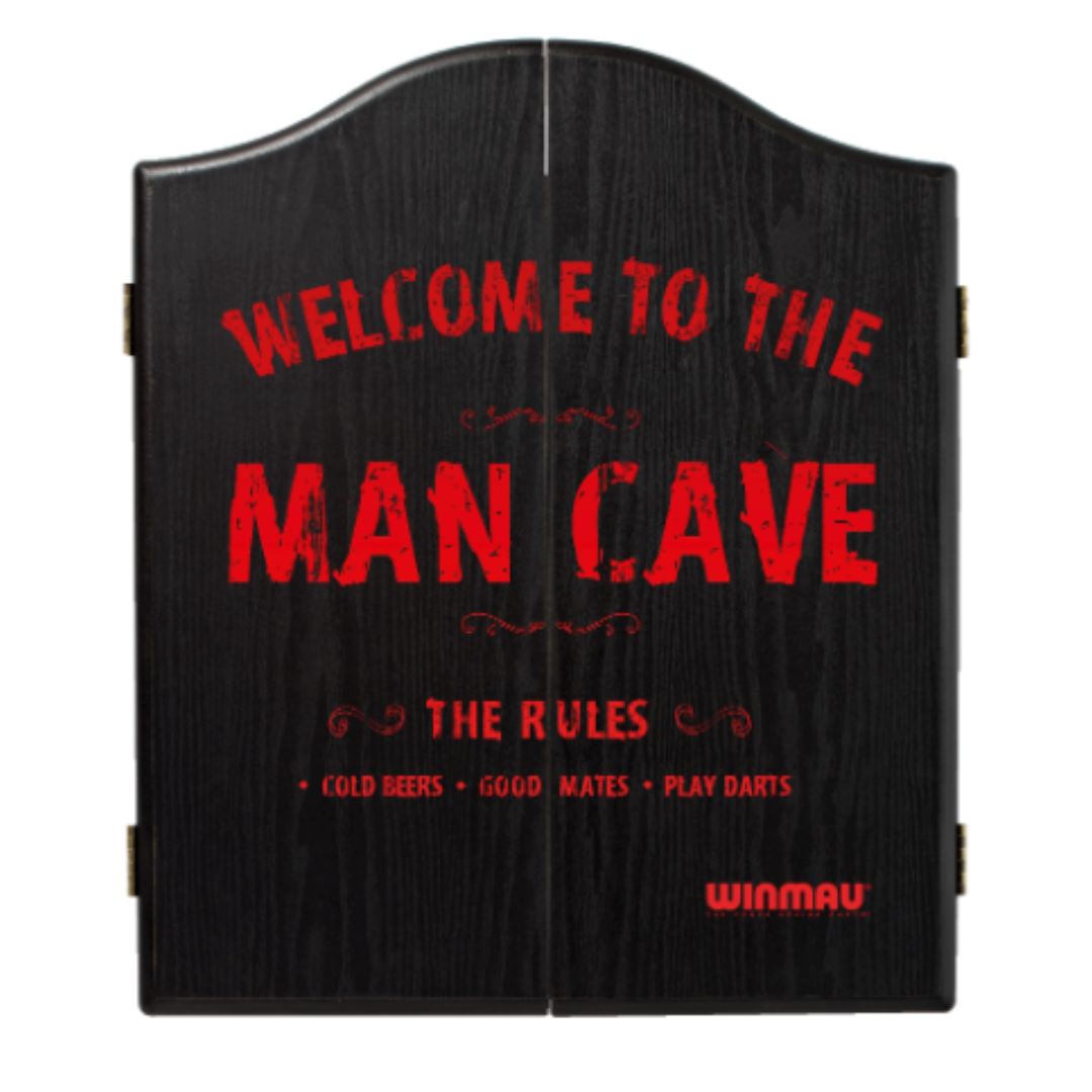 Man Cave In Red Dart Board and Cabinet Set Dartboard Set 