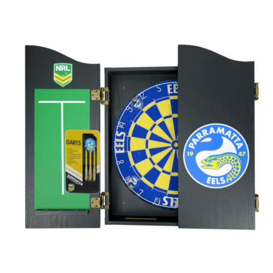 Parramatta EELS NRL Dartboard and Cabinet Set 