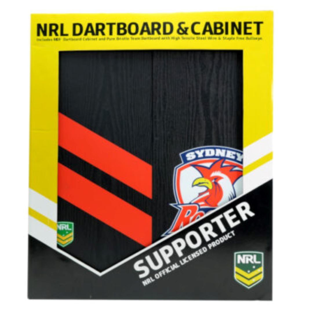 Sydney Roosters NRL Dartboard and Cabinet Set 
