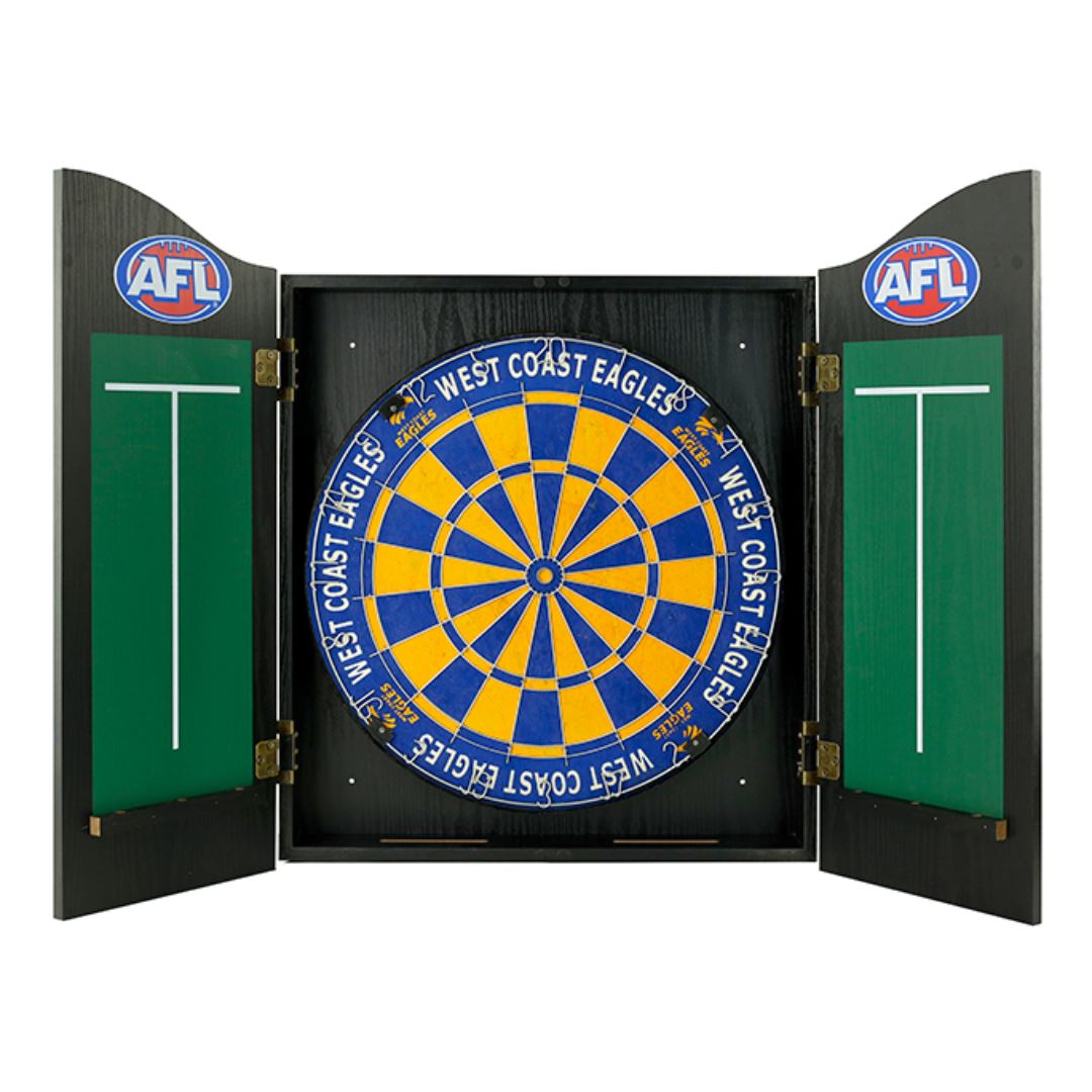 West Coast Eagles AFL Dartboard and Cabinet Set Dartboard Set 