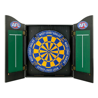 West Coast Eagles AFL Dartboard and Cabinet Set Dartboard Set 