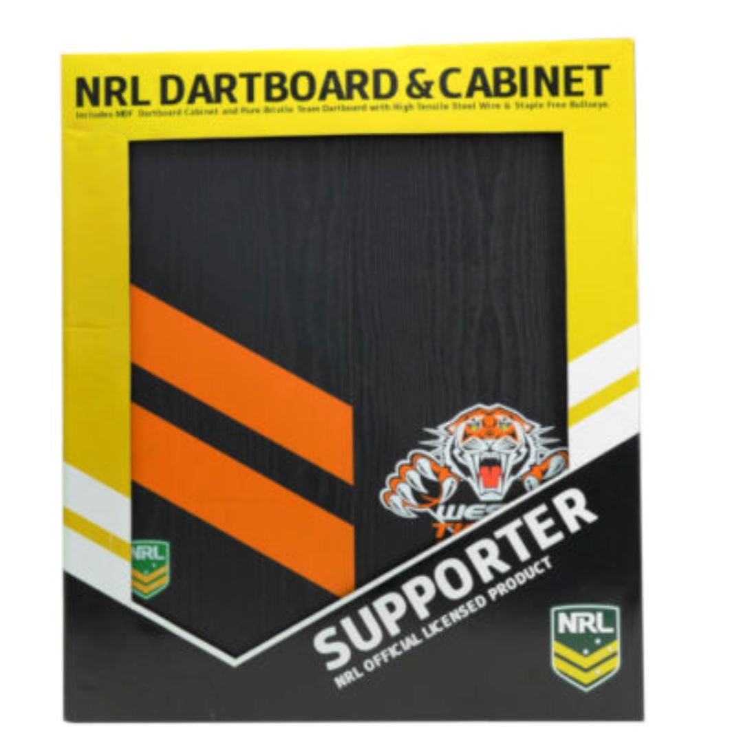 West Tigers NRL Dartboard and Cabinet Set 
