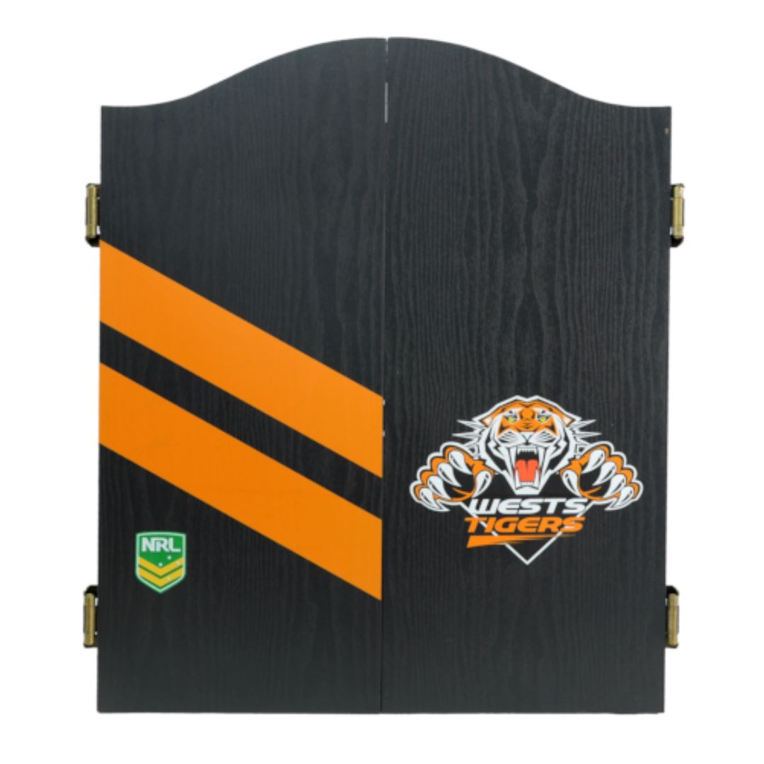 West Tigers NRL Dartboard and Cabinet Set 