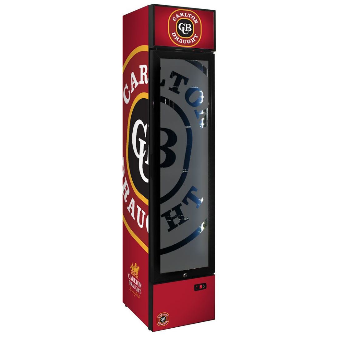 Slim Jim Senior Branded Carlton Dry 130LT Upright Bar Fridge Refrigerators 