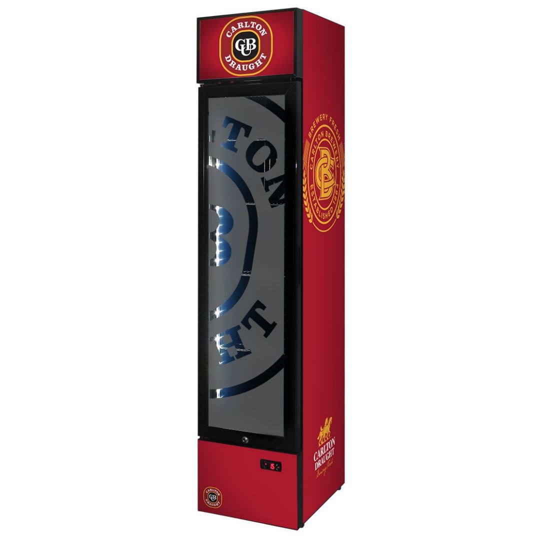 Slim Jim Senior Branded Carlton Dry 130LT Upright Bar Fridge Refrigerators 