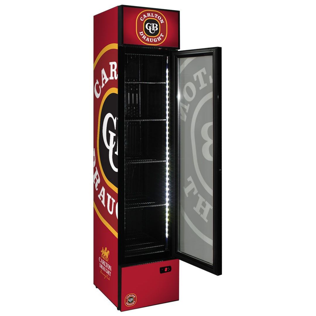 Slim Jim Senior Branded Carlton Dry 130LT Upright Bar Fridge Refrigerators 