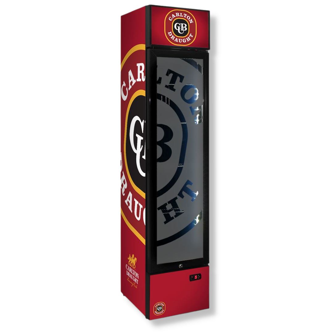 Slim Jim Senior Branded Carlton Dry 130LT Upright Bar Fridge Refrigerators 