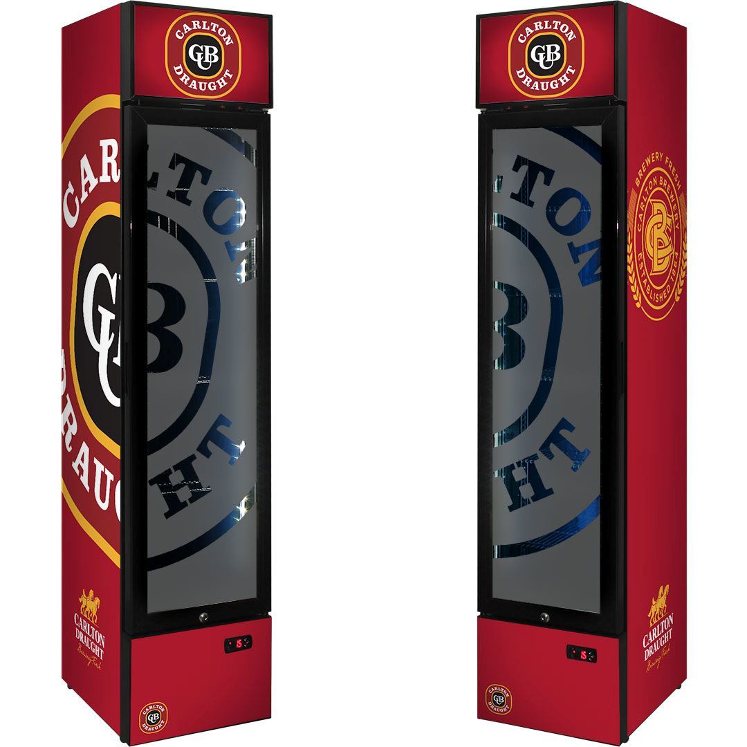 Slim Jim Senior Branded Carlton Dry 130LT Upright Bar Fridge Refrigerators 