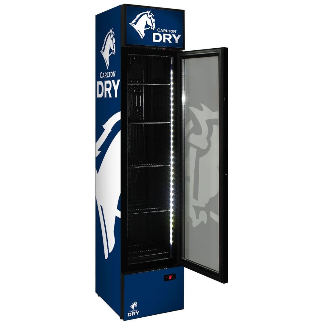 Slim Jim Senior Branded Carlton Draught 130LT Upright Bar Fridge Refrigerators 