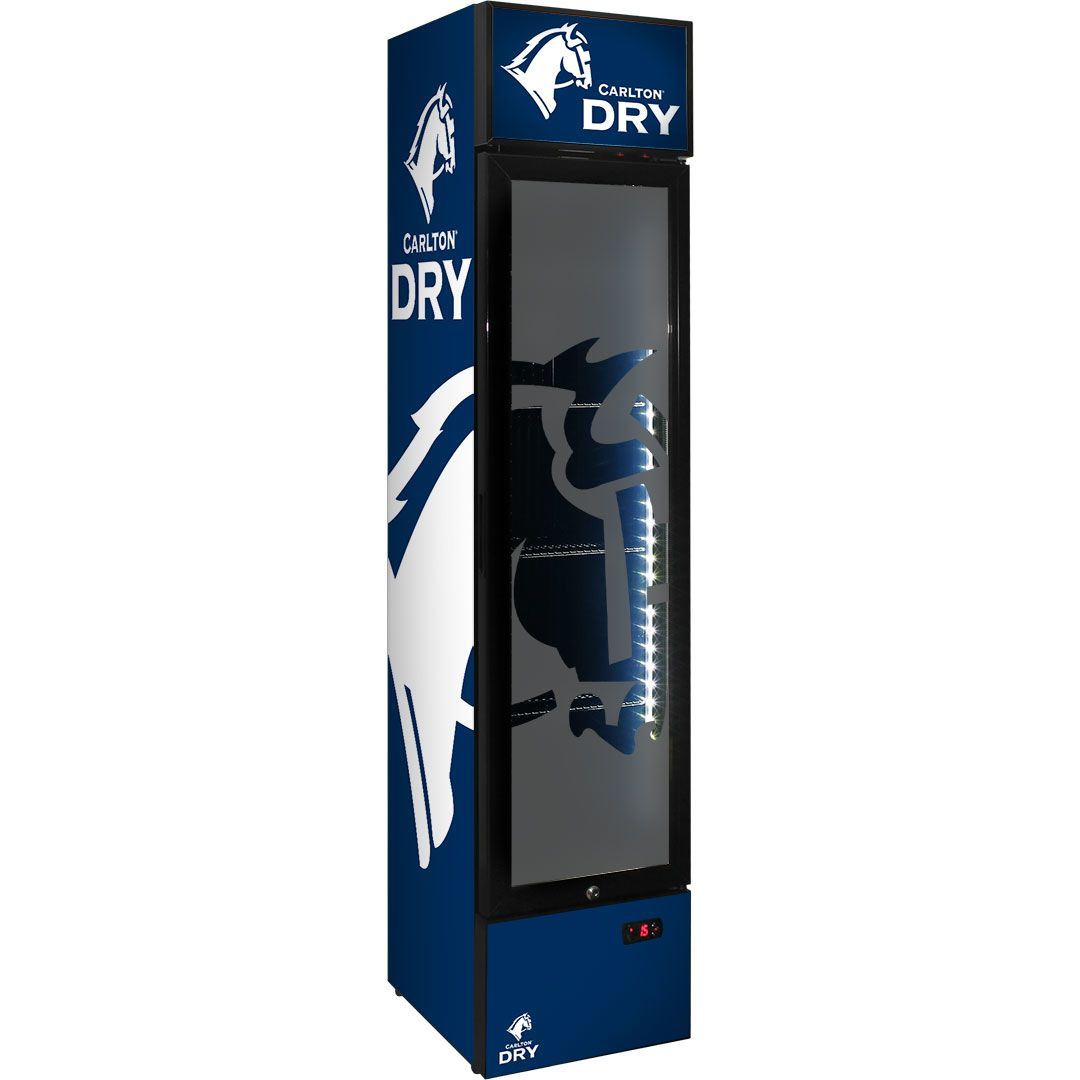 Slim Jim Senior Branded Carlton Draught 130LT Upright Bar Fridge Refrigerators 