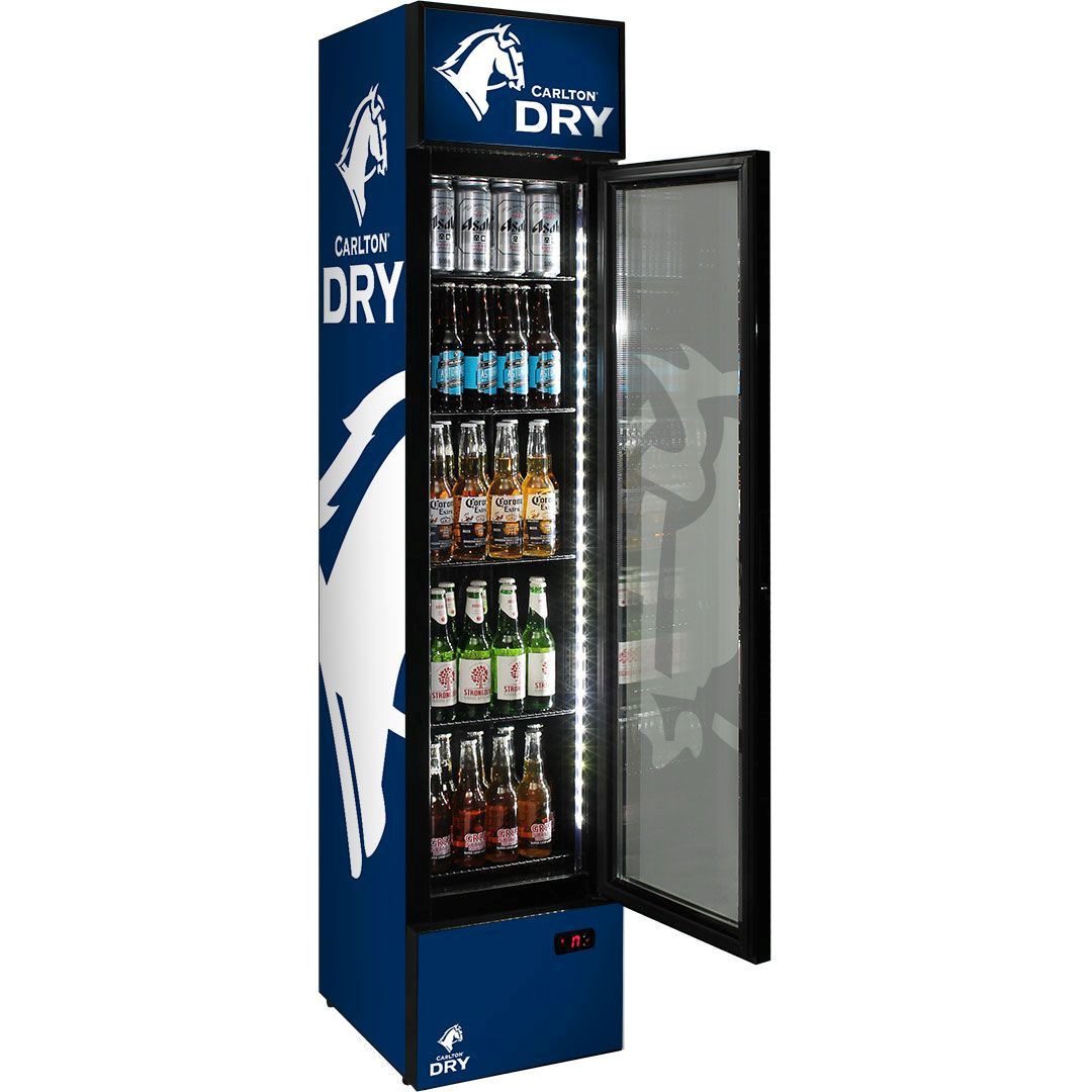 Slim Jim Senior Branded Carlton Draught 130LT Upright Bar Fridge Refrigerators 