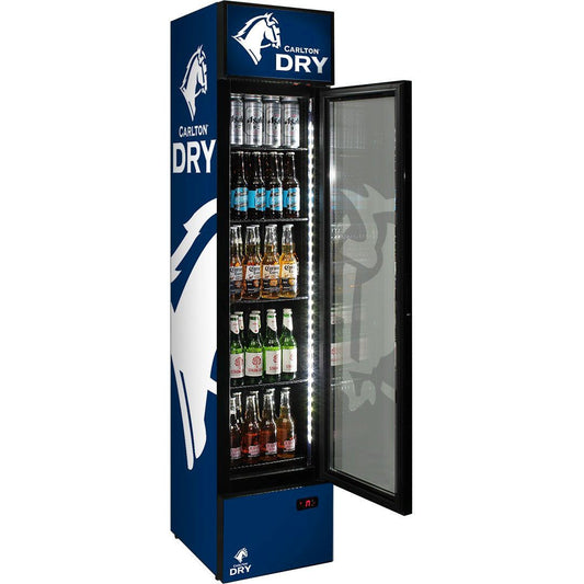 Slim Jim Senior Branded Carlton Draught 130LT Upright Bar Fridge Refrigerators 