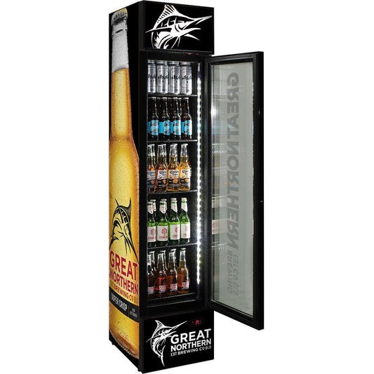 Slim Jim Senior Branded Great Northern Black 130LT Upright Bar Fridge Refrigerators 